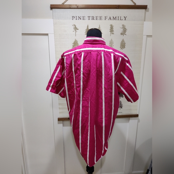 Mens Vintage Ralph Lauren Candy Stripe Short Sleeve Collar Shirt - Large - Picture 11 of 12